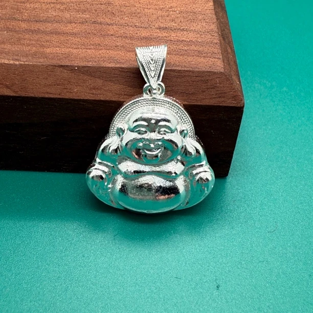 【七天试戴】999银999弥勒佛笑口常开吊坠纯天然时尚显大30gpkc
