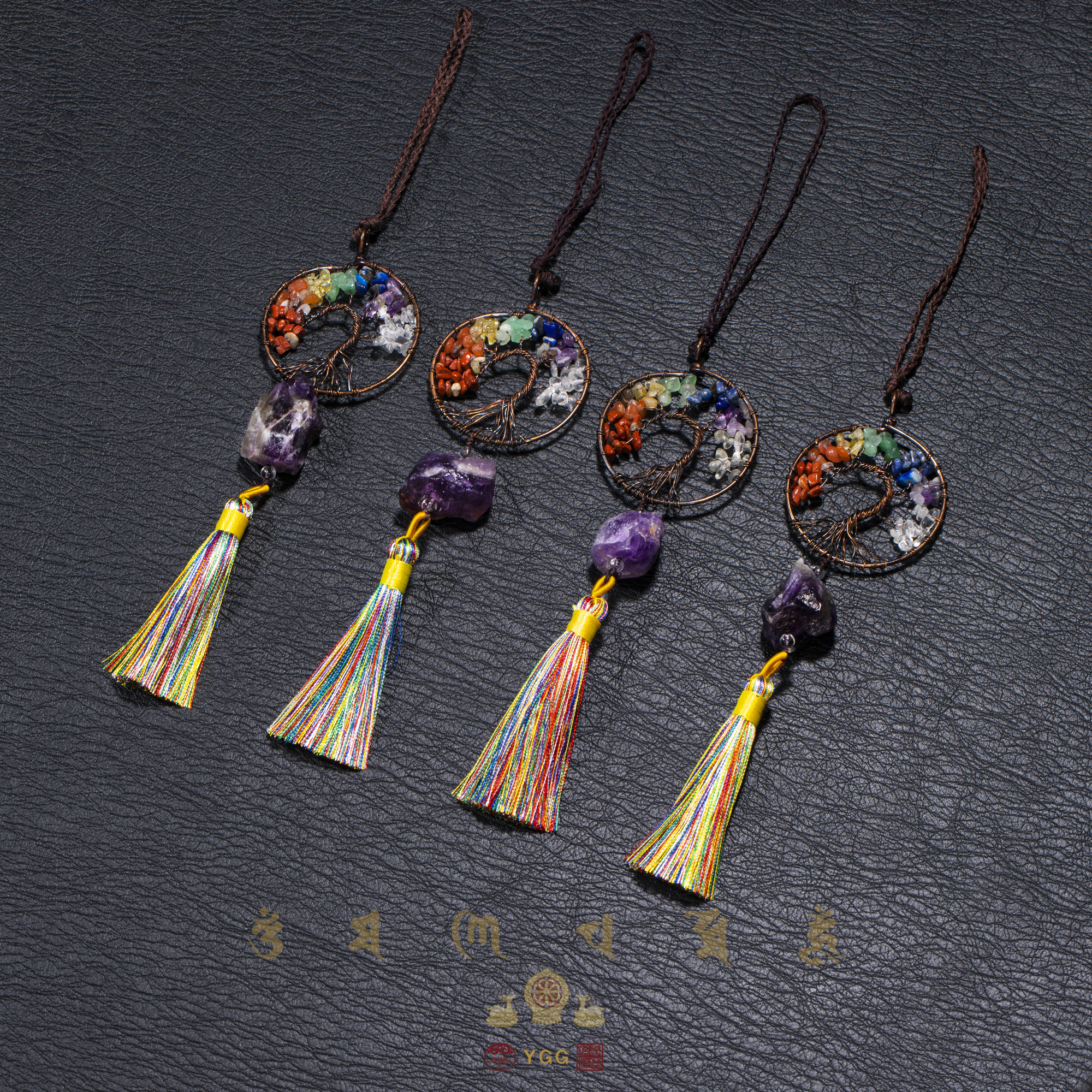 BGBJZ01/七彩水晶多宝生命树挂件（多样性发其一）