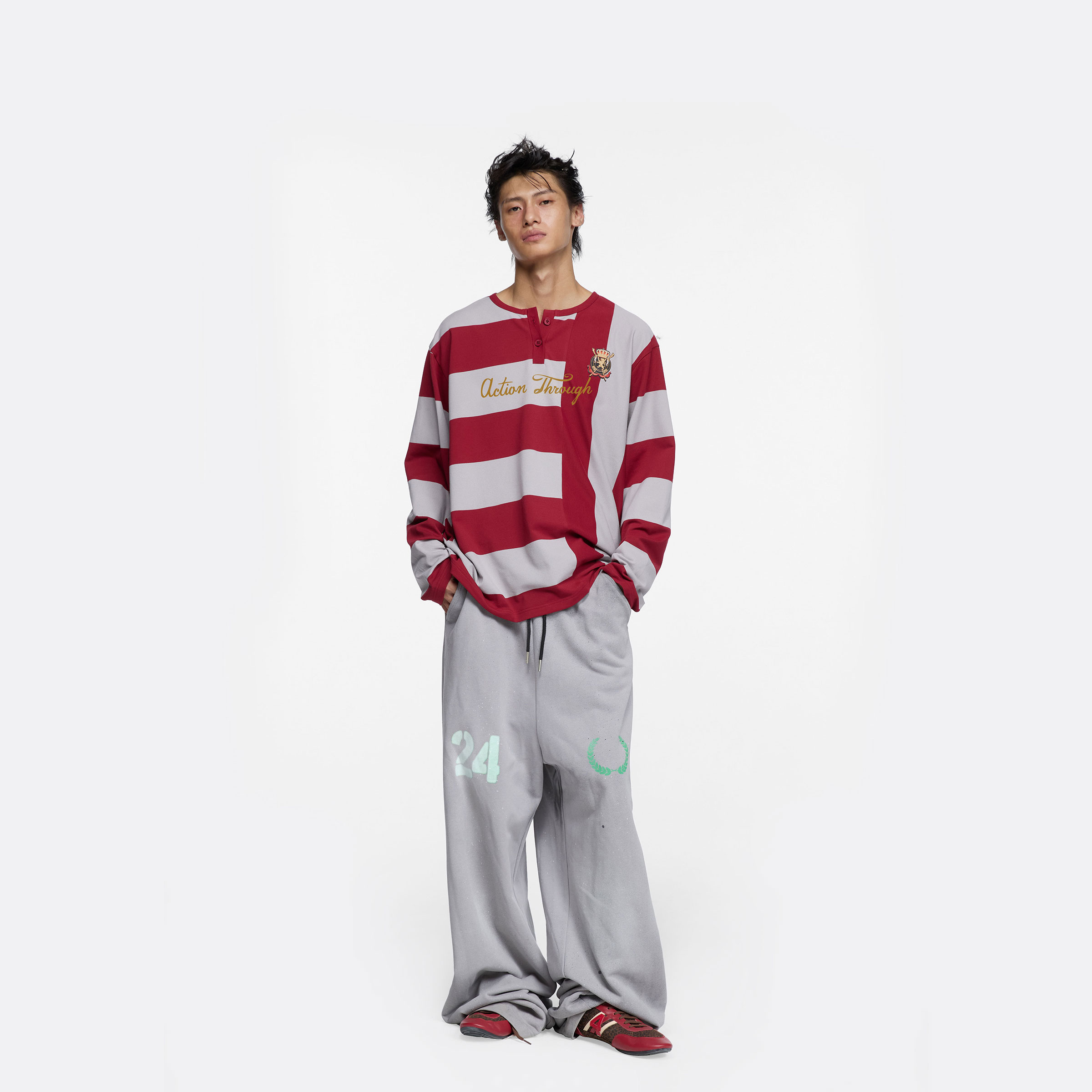 24ans24ANS LTD副线TMN 男装街头错位条纹T恤11