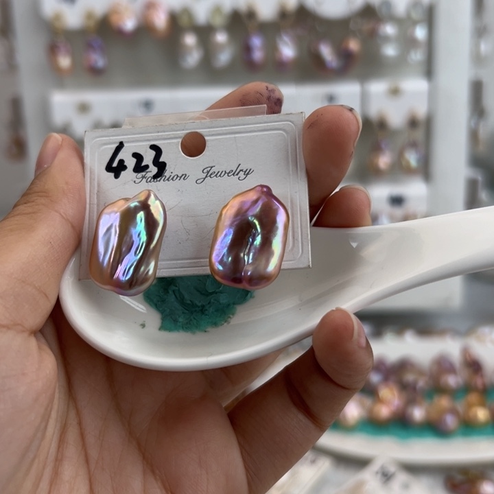 淡水珍珠耳饰银S925镶嵌