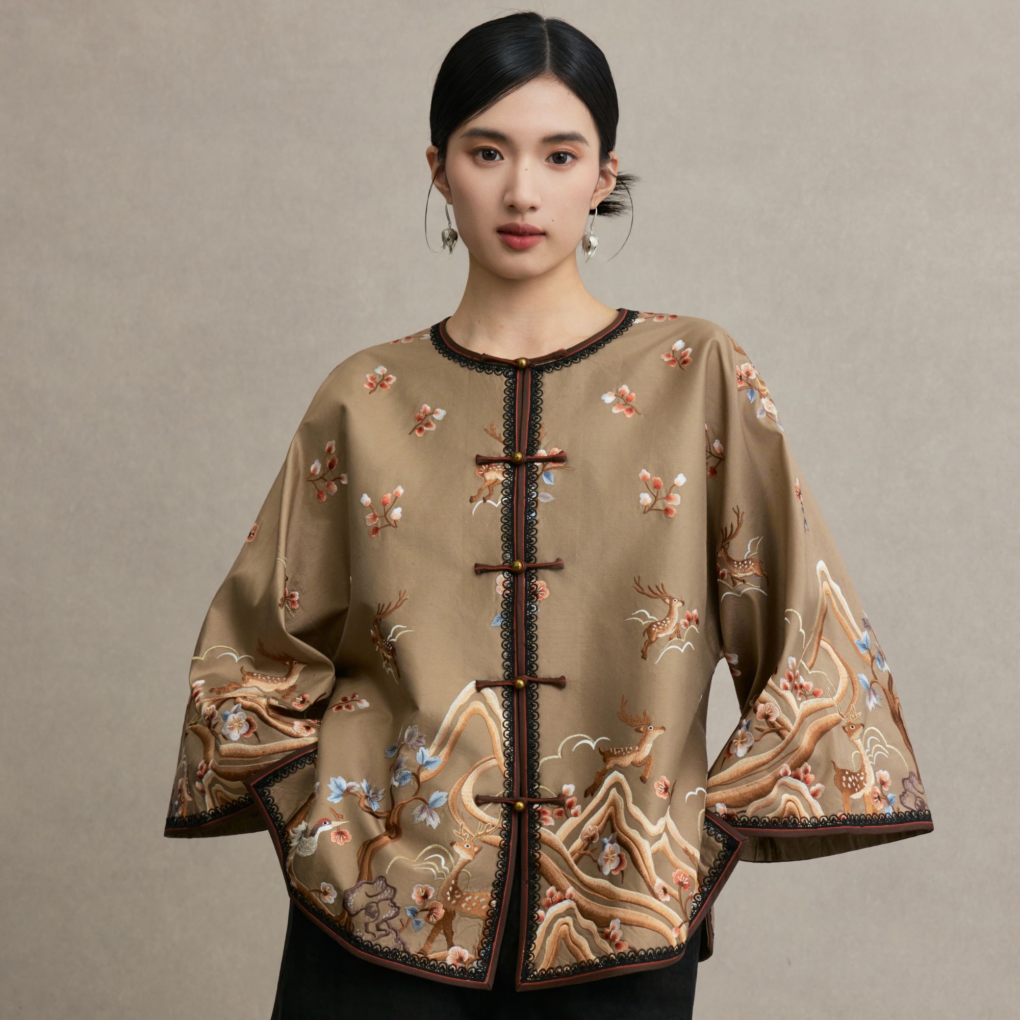 「祥瑞山林」锦依天裁复古国风手工原创设计刺绣国潮女装汉服上衣