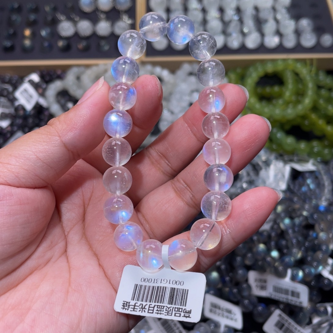 月光石手链未镶嵌下***富蓝月光手链10mm