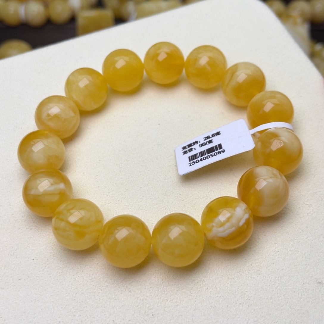 未镶嵌蜜蜡手链15圆珠