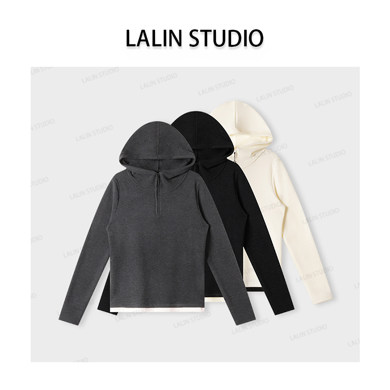 LALIN2025ss 高端莱赛尔羊绒保暖显瘦百搭休闲连帽卫衣外套