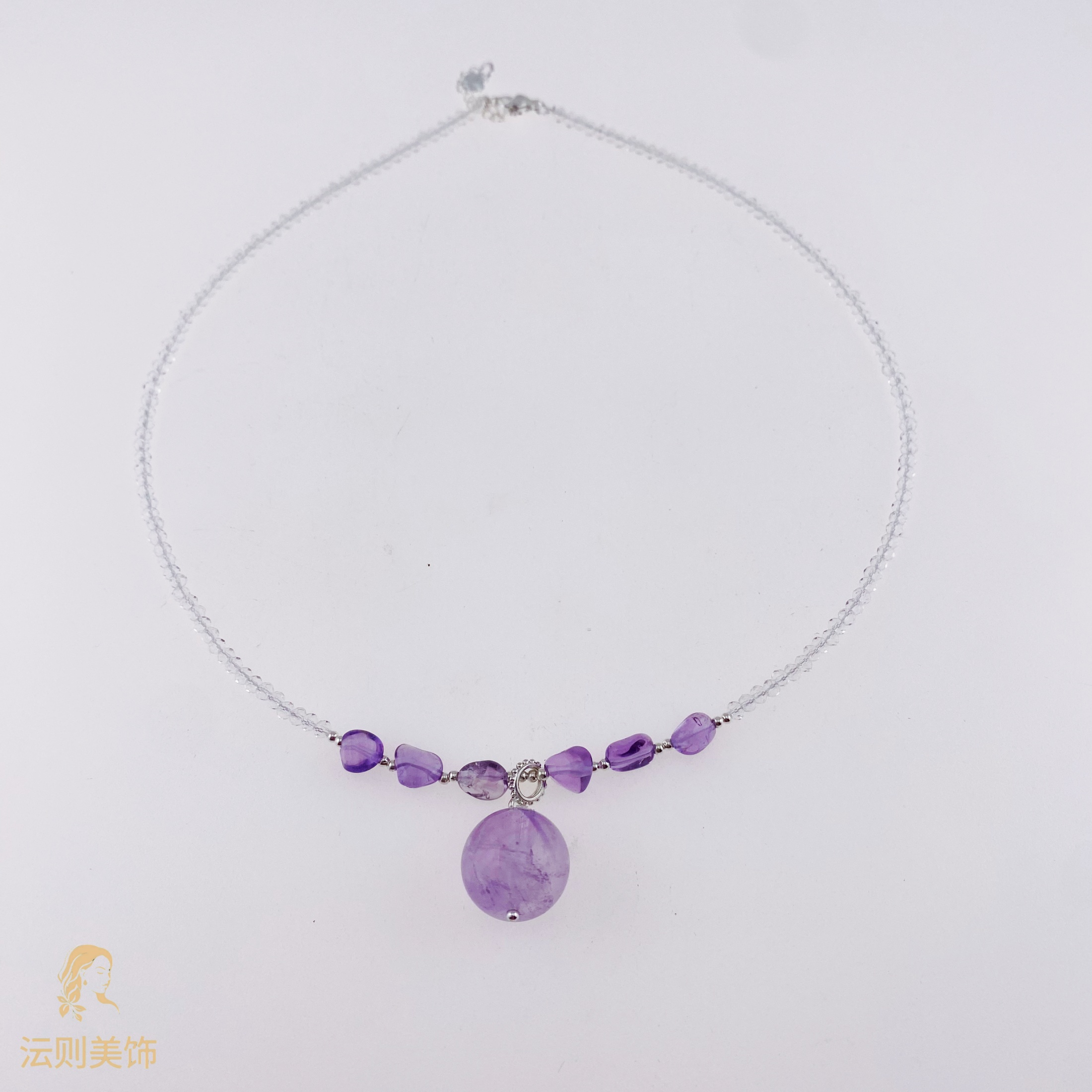 铜合金琉璃项链 J012时尚气质紫色珠珠吊坠项链