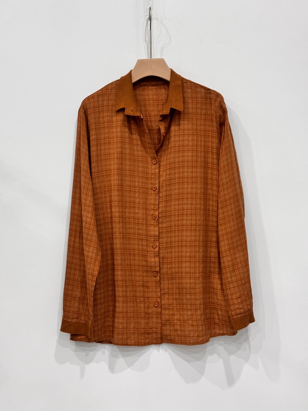 HP240221百搭休闲时尚翻领春季长袖格纹复古韩版衬衣上衣宽松秋季