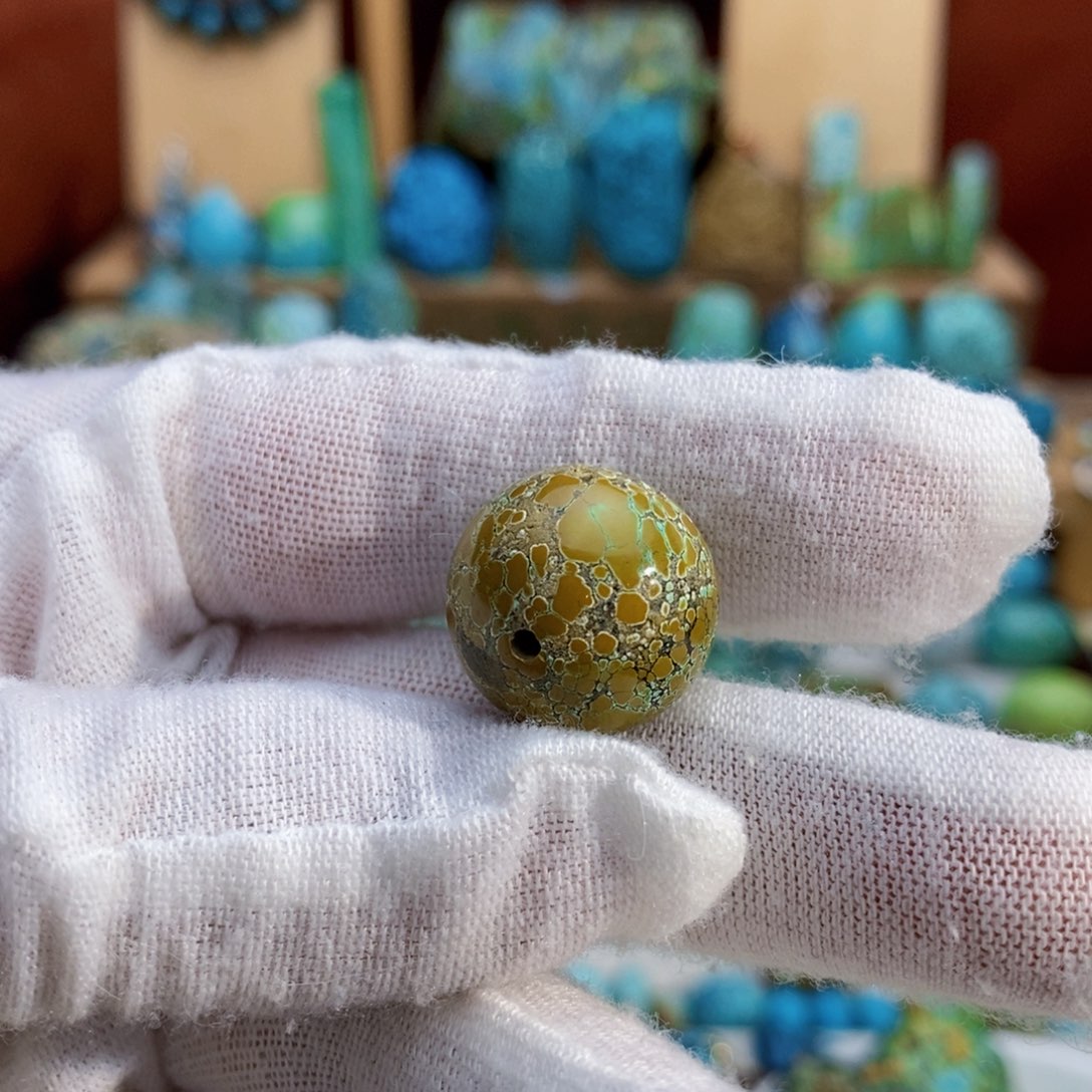 定制绿松石网花圆珠