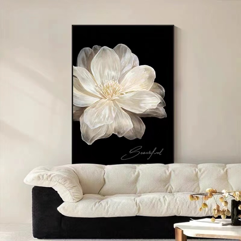 【富贵山茶花】法式装饰沙发背景挂画装饰画玄关客厅客厅背景墙挂画