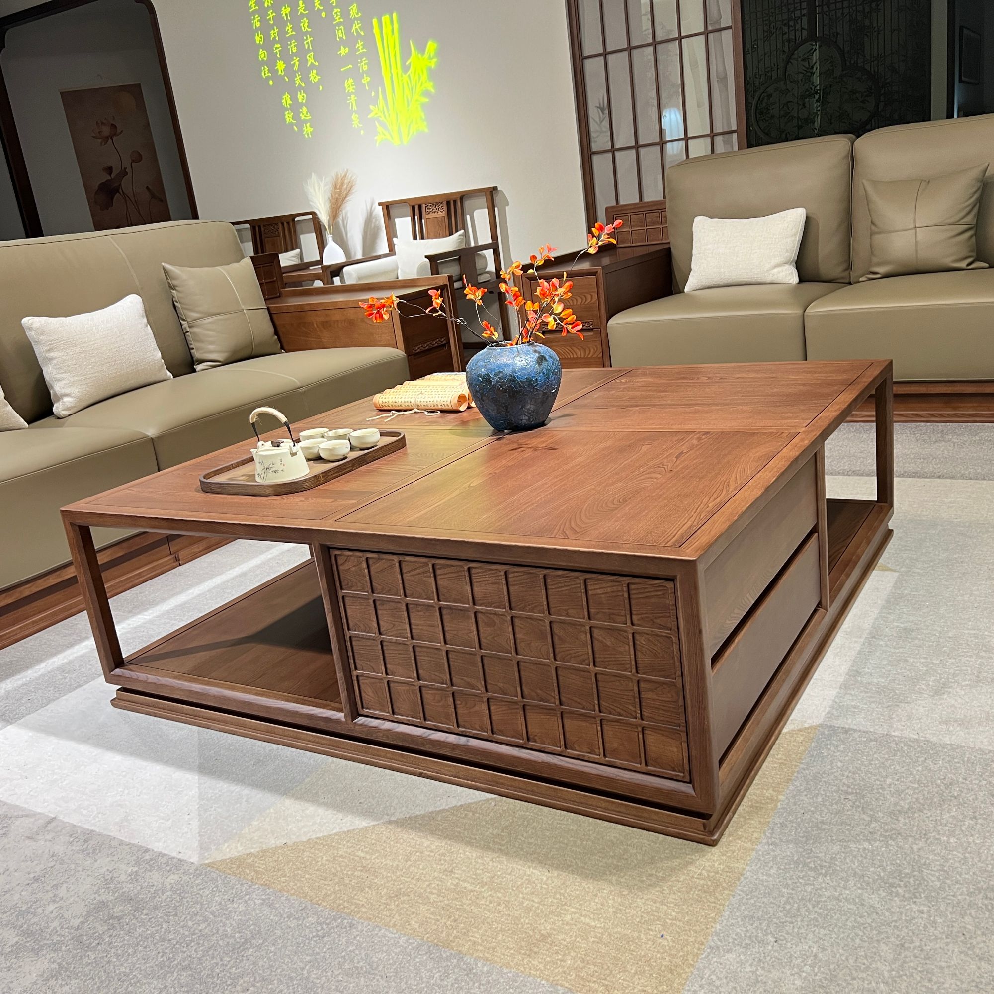 宋式美学 俄罗斯紫榆 实木茶几 大方几129*129cm