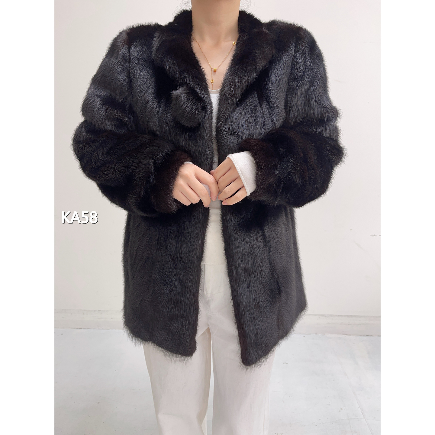 【KA58】S 本黑色短款全抽水貂女（肩40胸100衣71袖61）25058