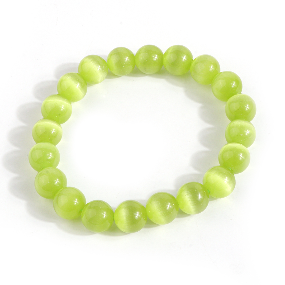 琉璃手链 A0575精品亮绿猫眼手串（无礼盒）