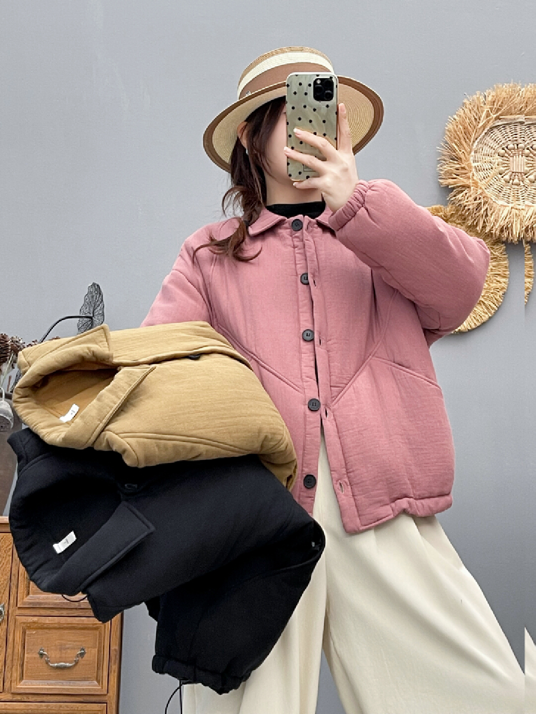 2025 尖领加棉衬衫棉服 麻语 86588D