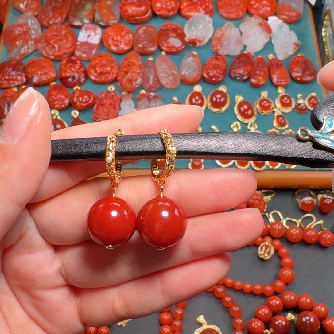 南红玛瑙南红14+银S925镶嵌