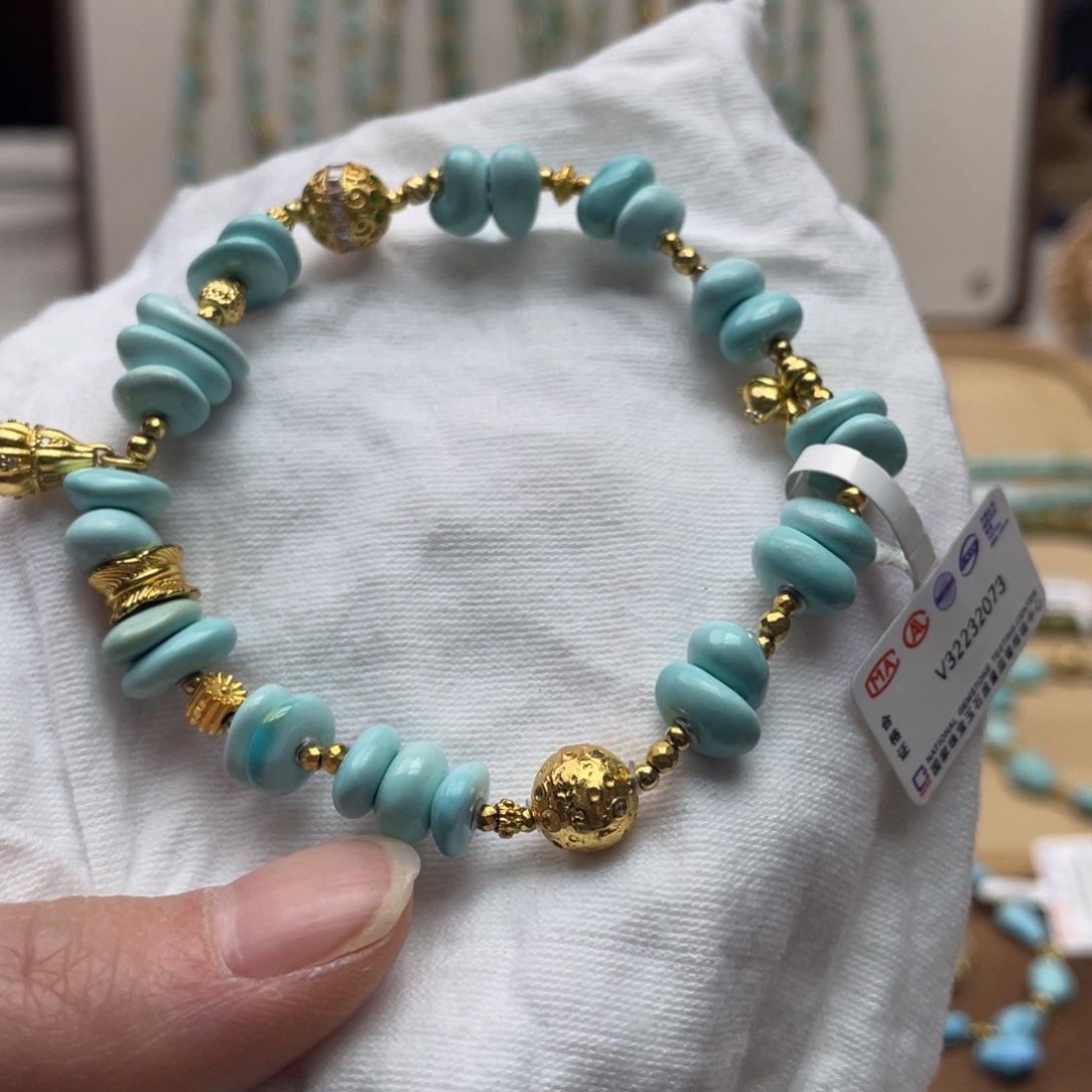 绿松石手串银S925镶嵌