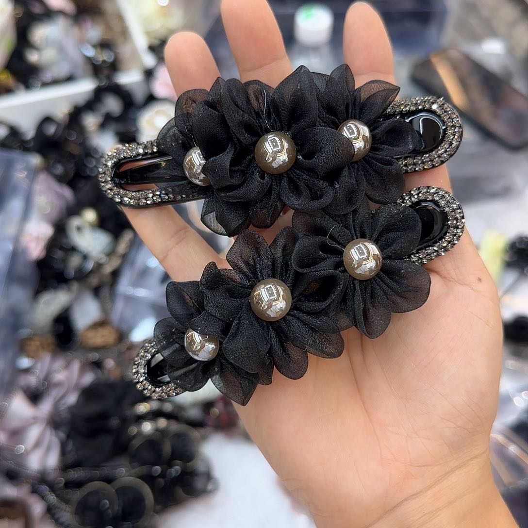 布艺非金属2个珠珠懒人夹