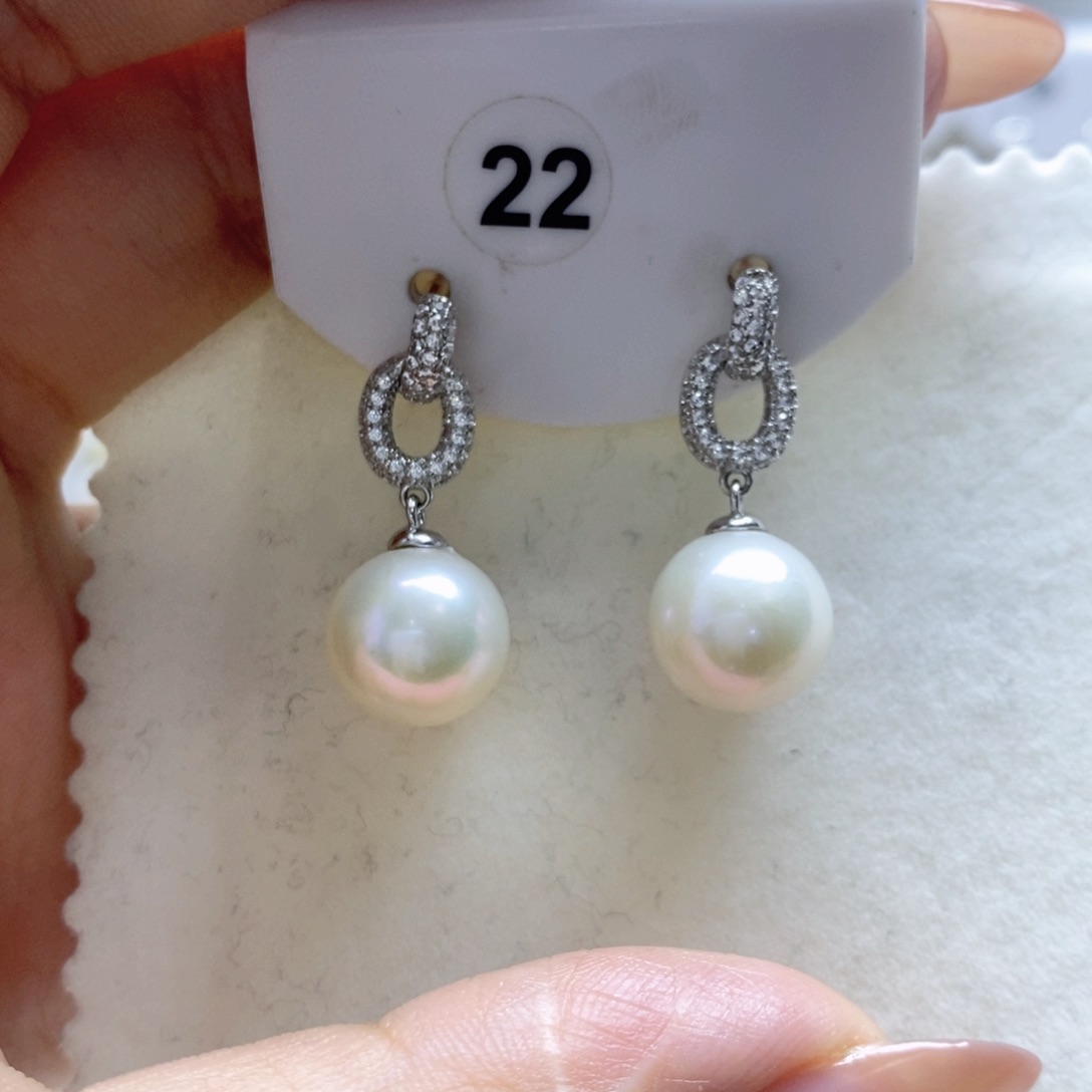 淡水珍珠耳饰银S925镶嵌