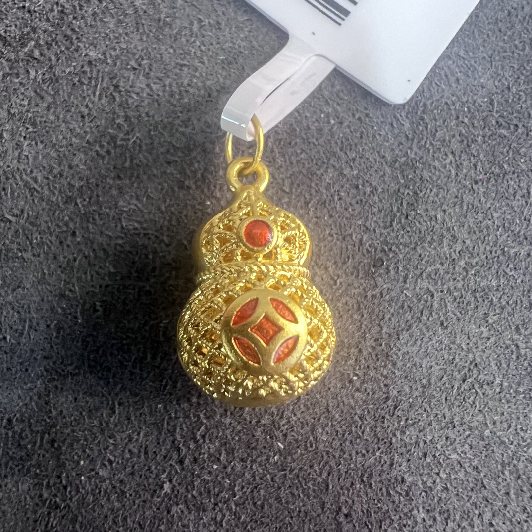 【夏夏专享】足金999 红钱币葫芦 ZP 0.81 攒金有道