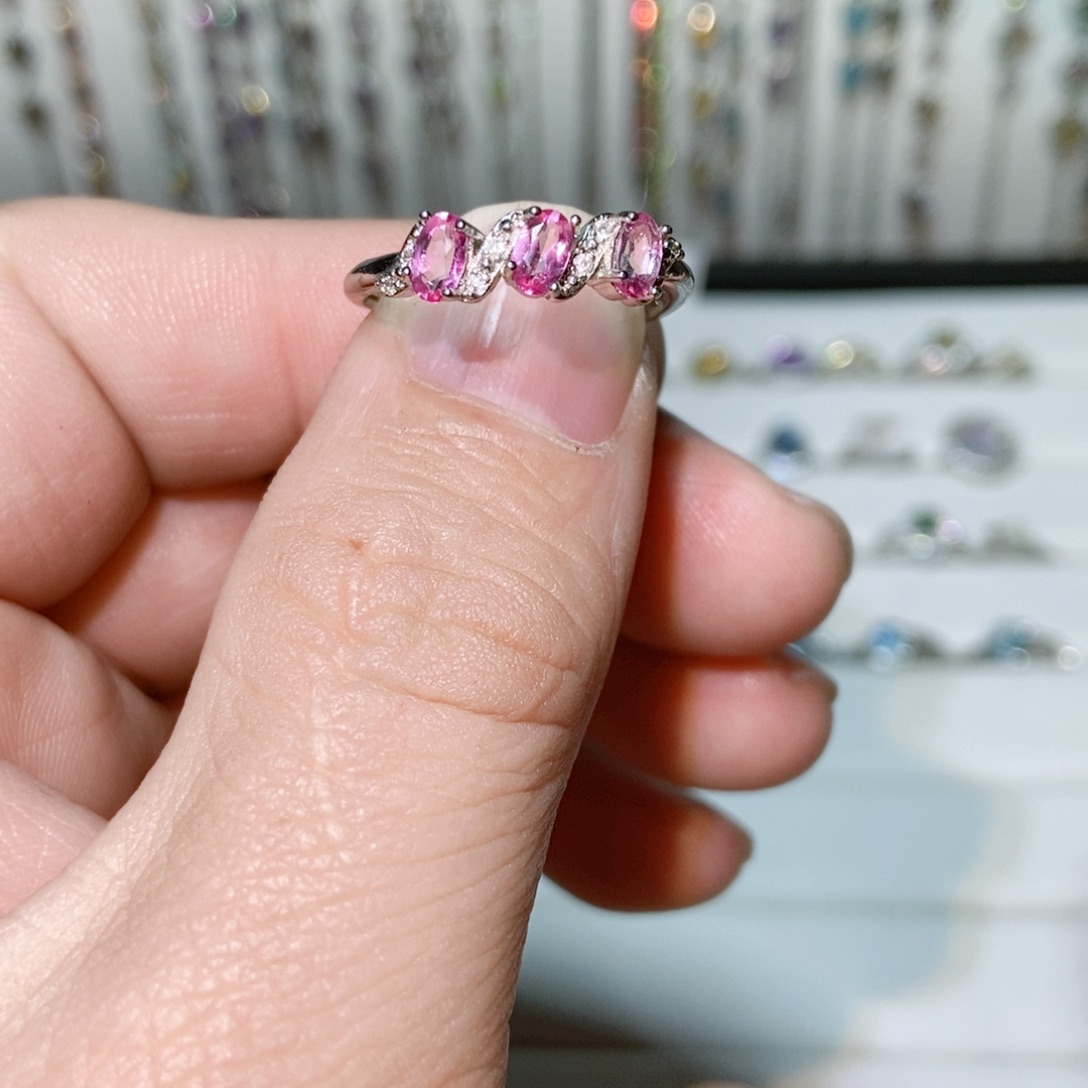 绿水晶戒指银S925镶嵌