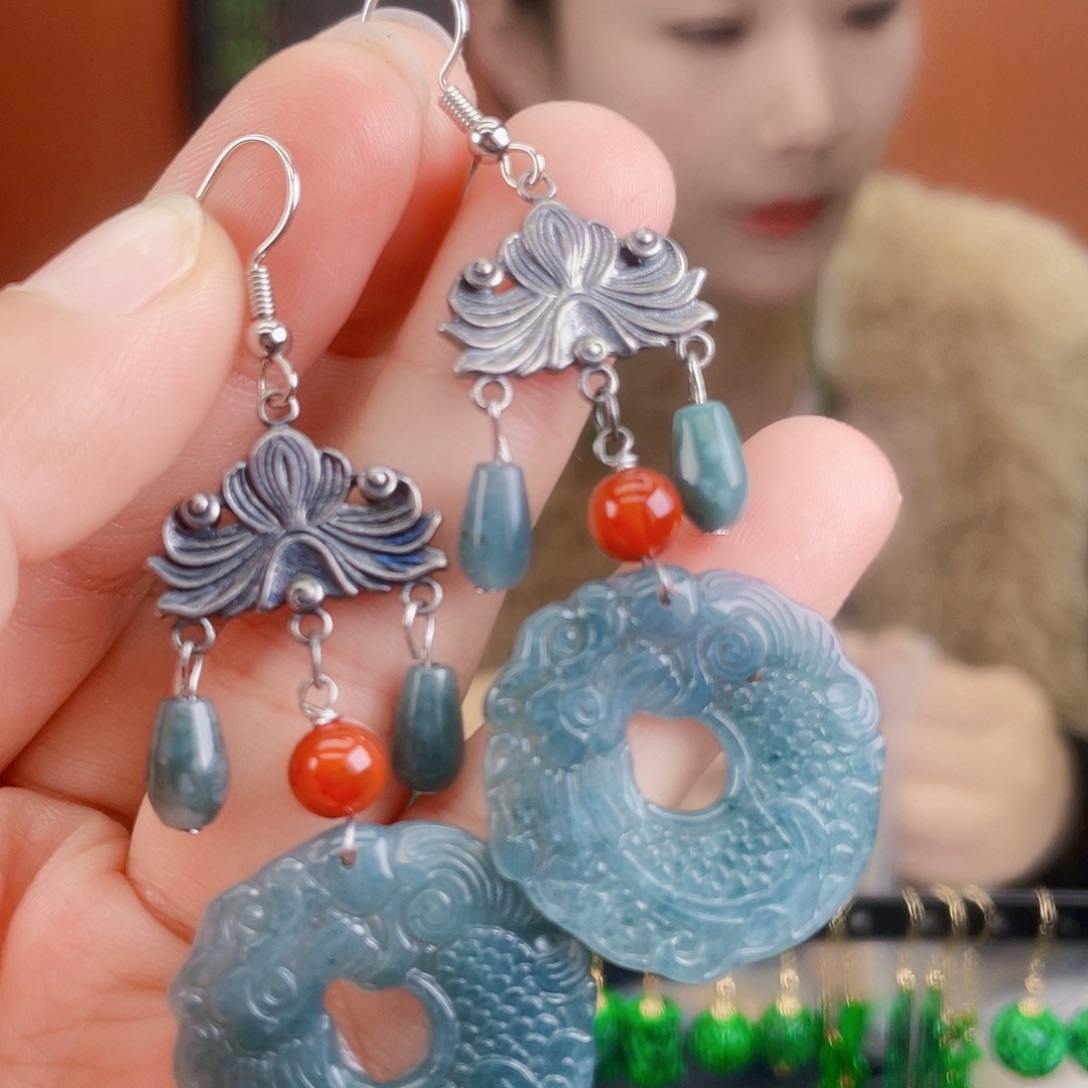 翡翠未镶嵌耳饰饰品