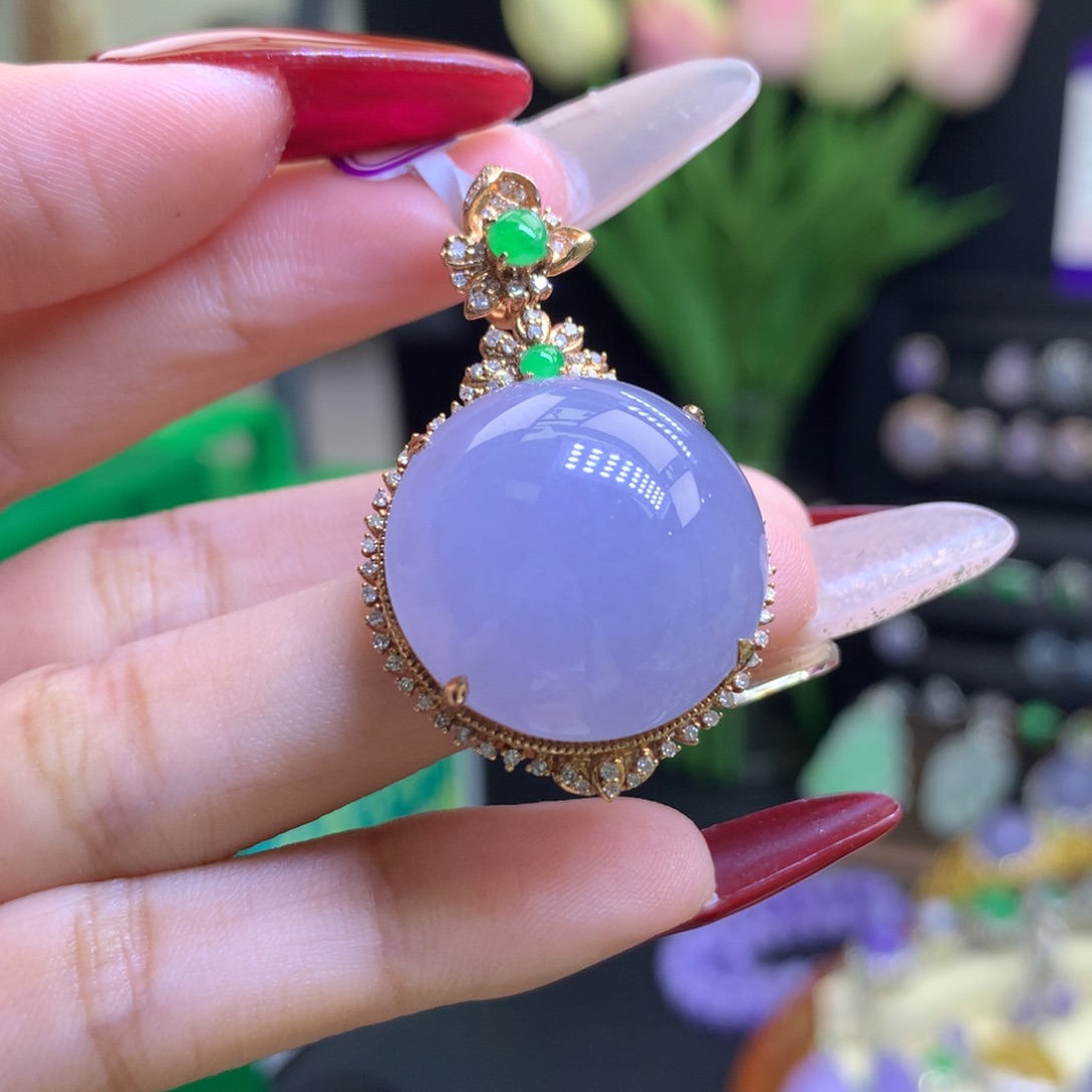 翡翠颈饰18K金镶嵌天然