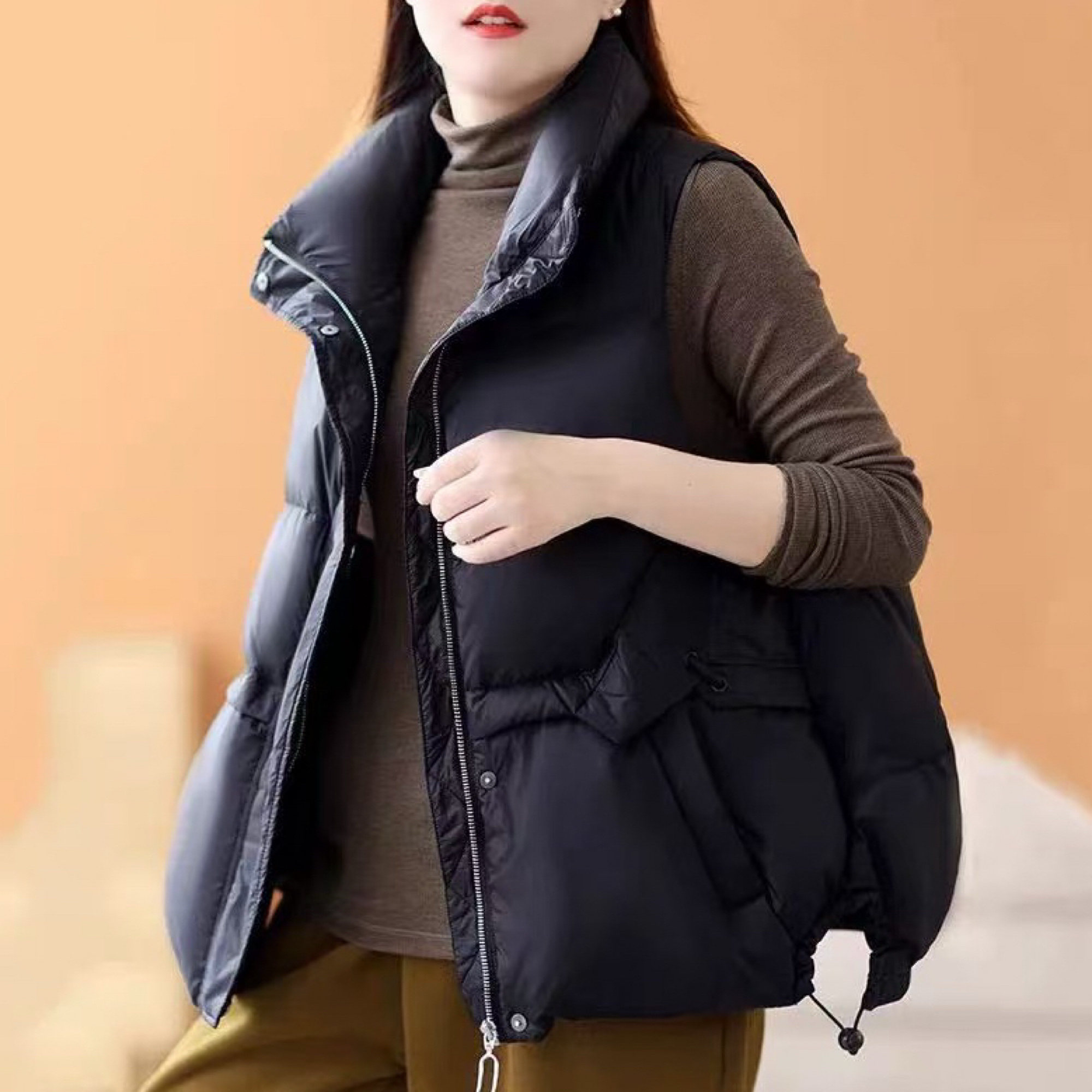 马甲立领时尚欧版秋冬新款2025百搭宽松羽绒短款马甲