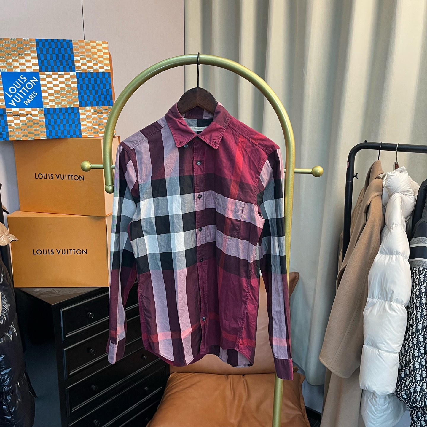 99新 BURBERRY/博柏利 梅芙 红色格纹衬衫 s码