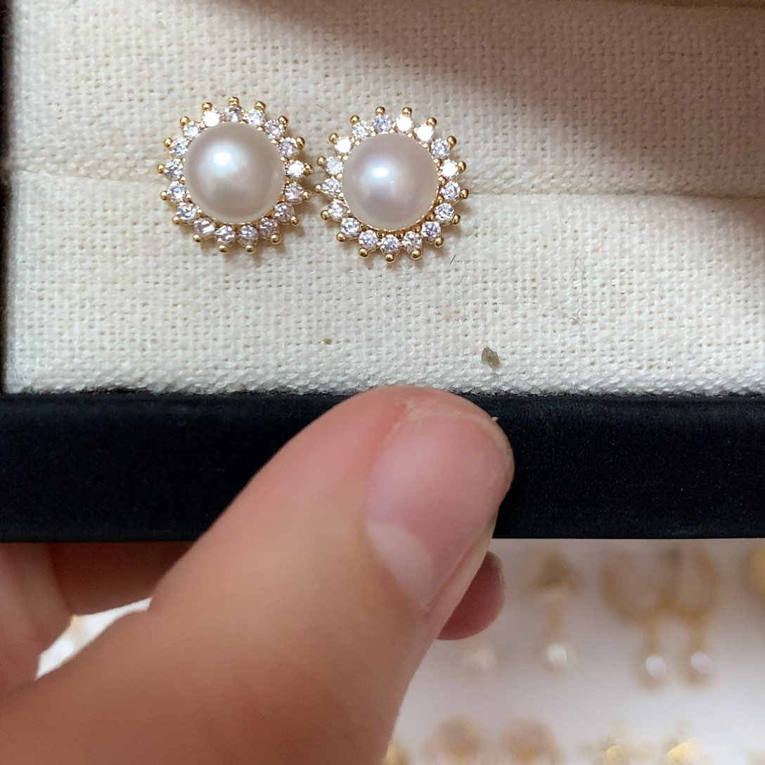 淡水珍珠耳饰合金