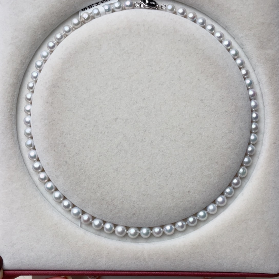 银S925镶嵌项链淡水珍珠6.5-7.4mm