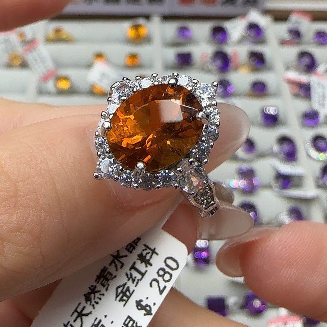 绮***姥银S925镶嵌珠宝半成品水晶G G 巴西黄水晶金红料