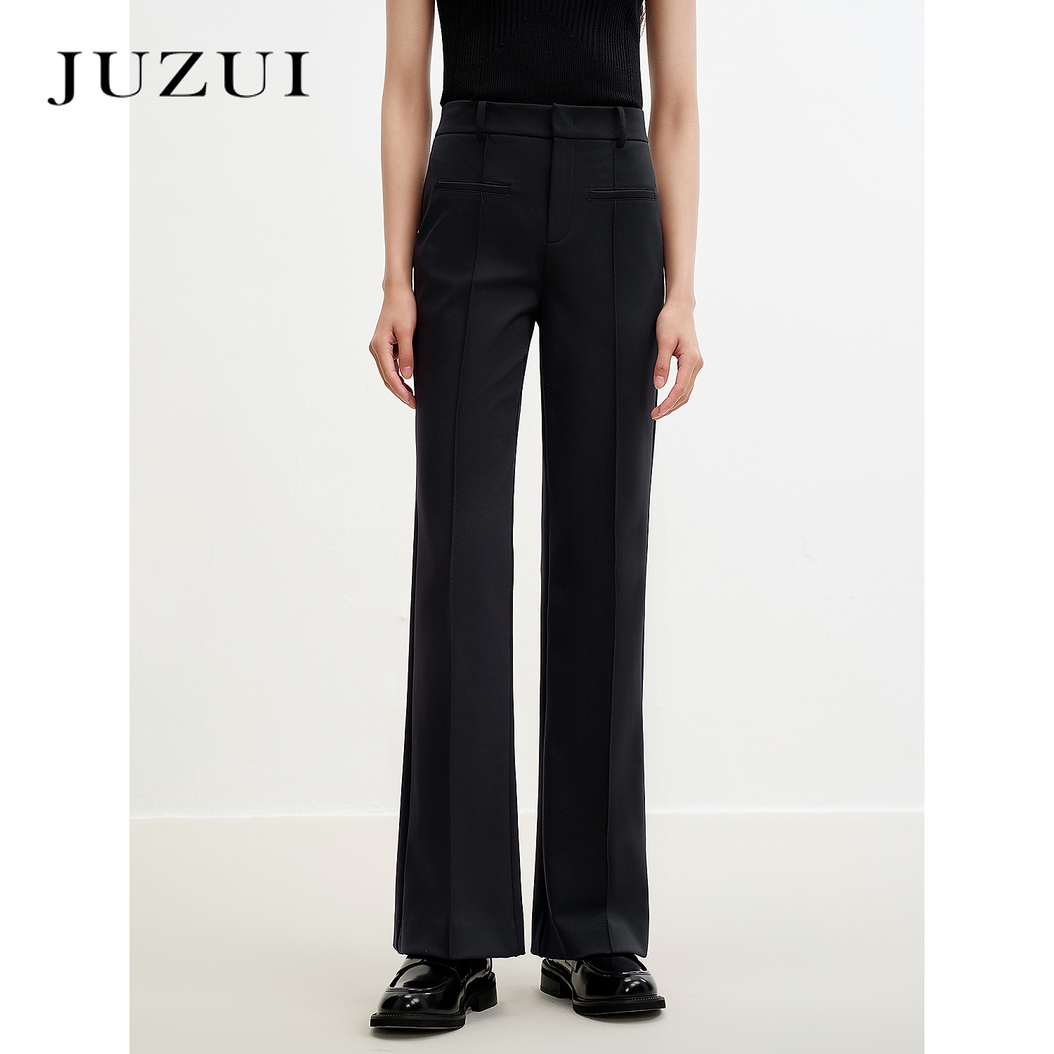 (JUZUI)显瘦拉长腿型修身弹力微喇长裤女2026春季新款JWGC11015
