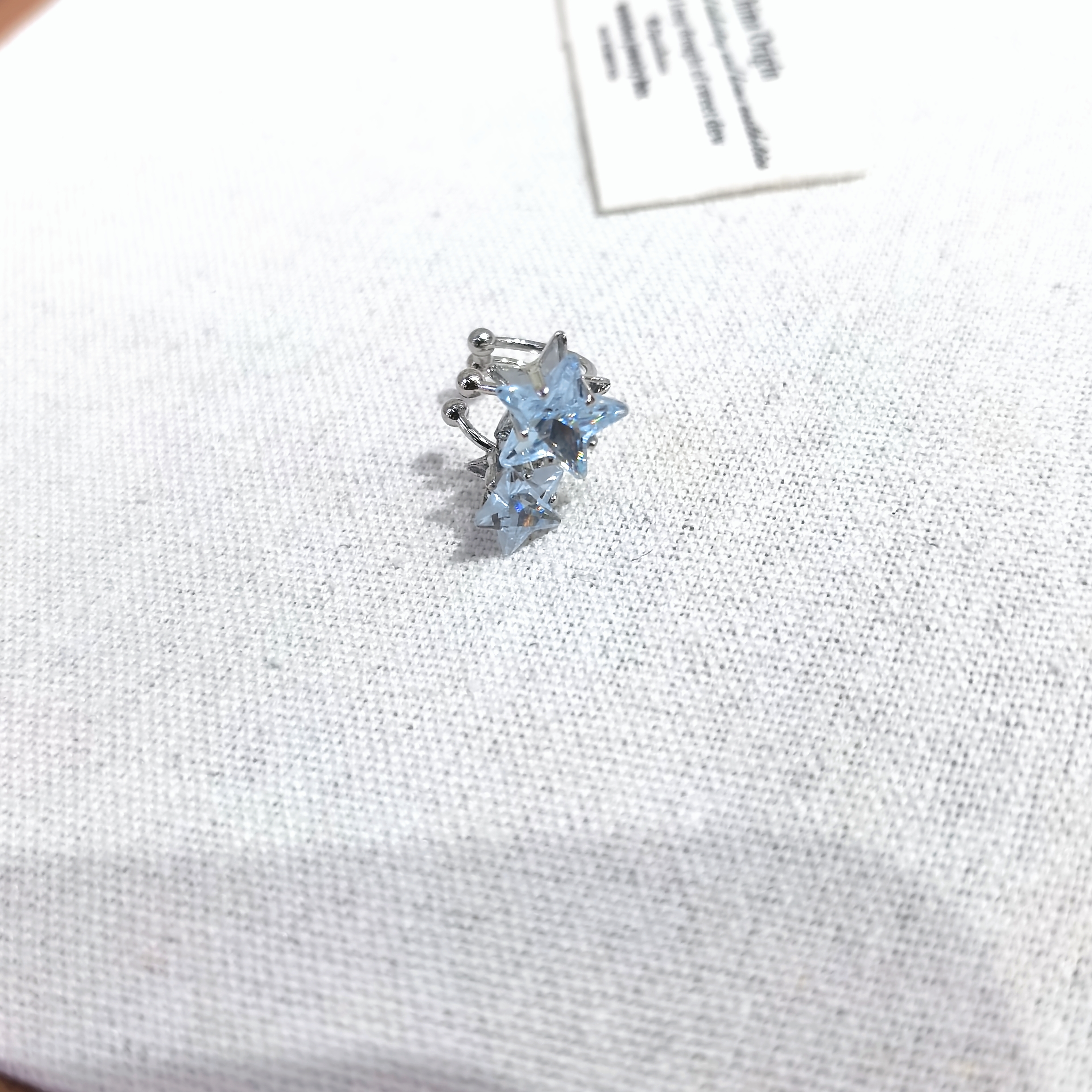 A222蓝色双星星闪闪耳骨夹