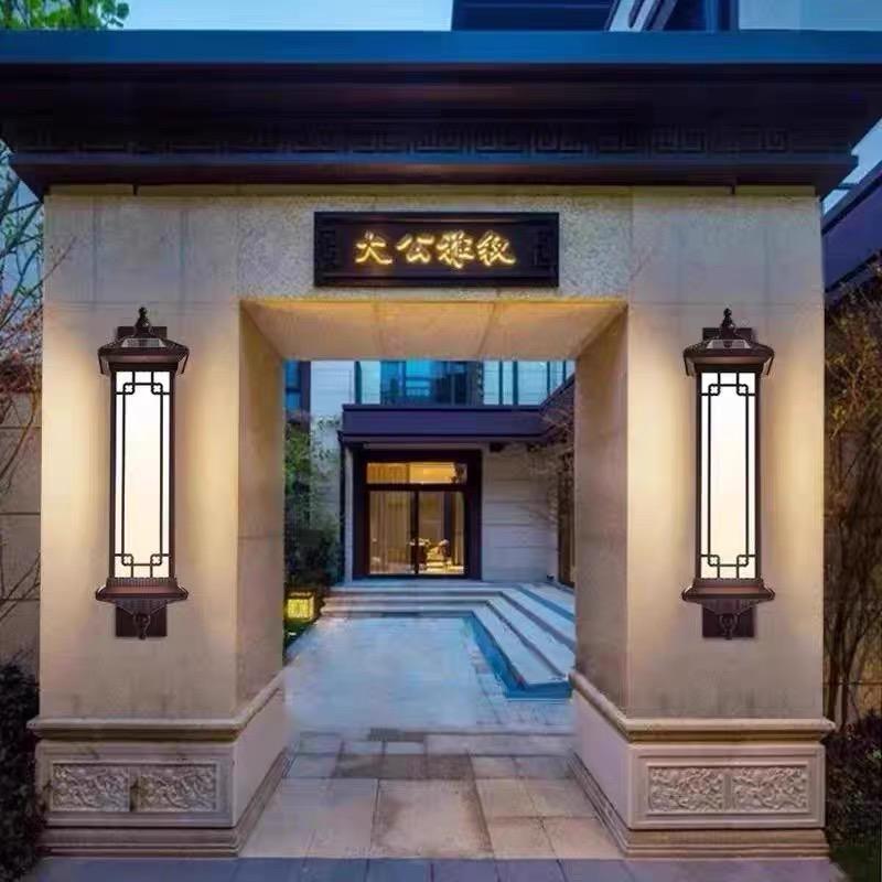 太阳能新中式简约壁灯户外防水阳台灯墙壁灯中式进门灯免接线