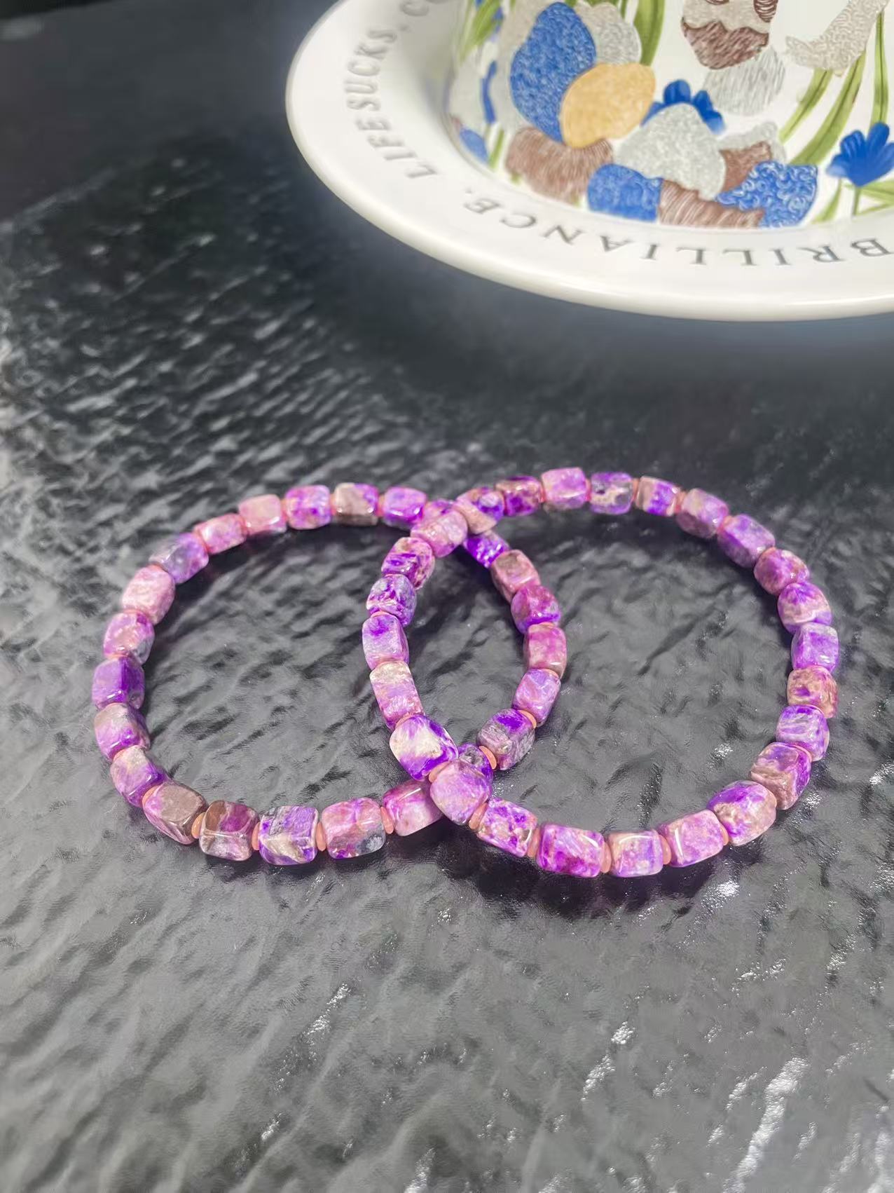 潮生石丨舒俱来樱花红魔方手串/多样性发其一/C02097