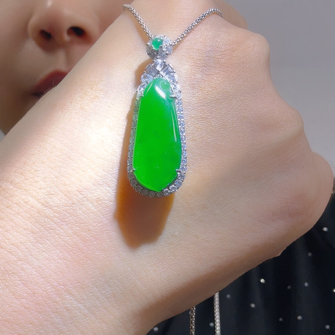 翡翠银S925镶嵌吊坠(不含链)