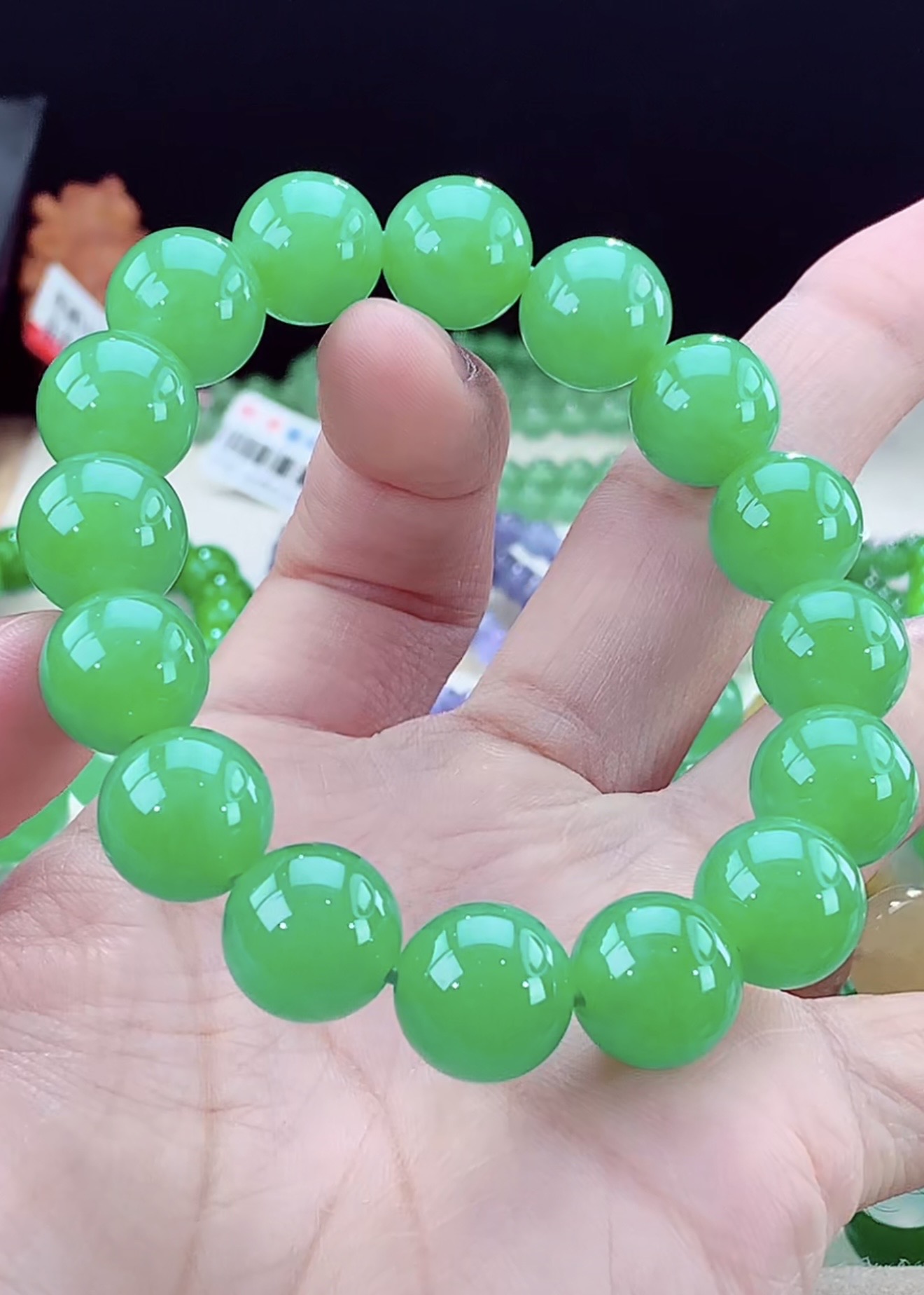 有种有色｜源头缅甸天然翡翠A货高货冰透冰绿起胶满绿甜阳绿手链