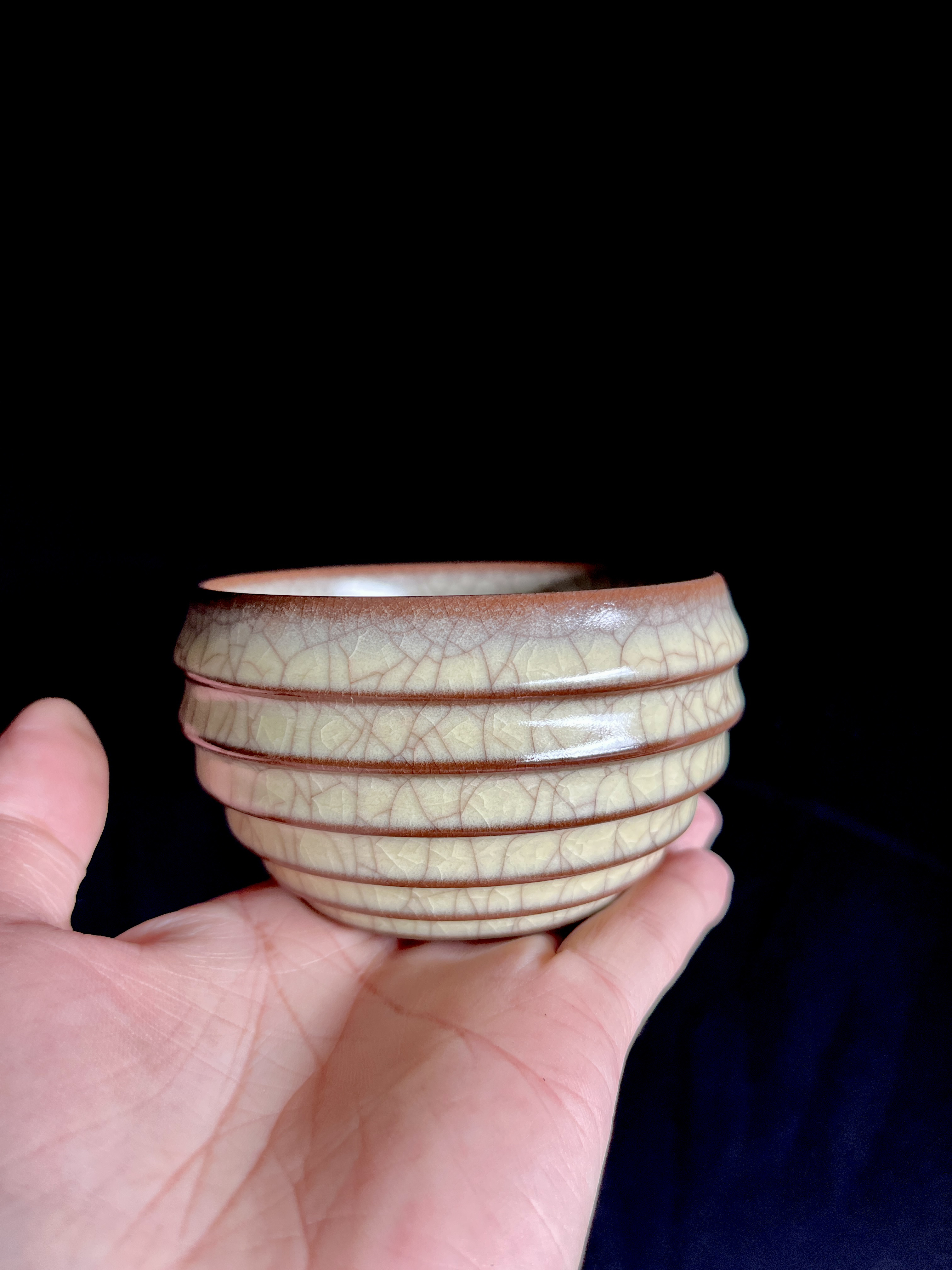 哥窑陶瓷茶杯家用泡茶主人杯侘寂风个人专用茗杯可养线