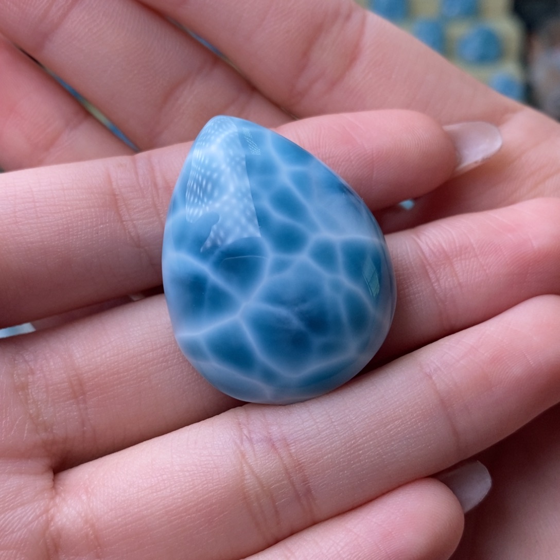 针钠钙石（海纹石）未镶嵌颈饰大龟背水滴