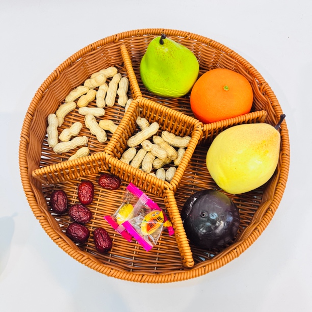 编织圆形纯色收纳篮面包篮果篮耐摔干果盘收纳筐点心盘果盘Y5手工