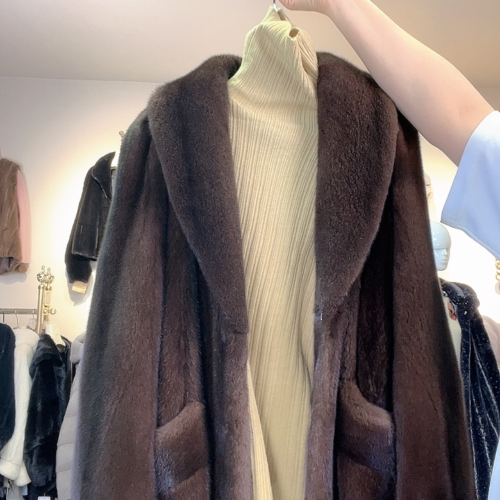 皮草大衣外套黑色