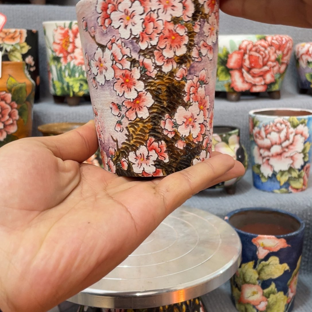 红陶扶泥可乐杯器型