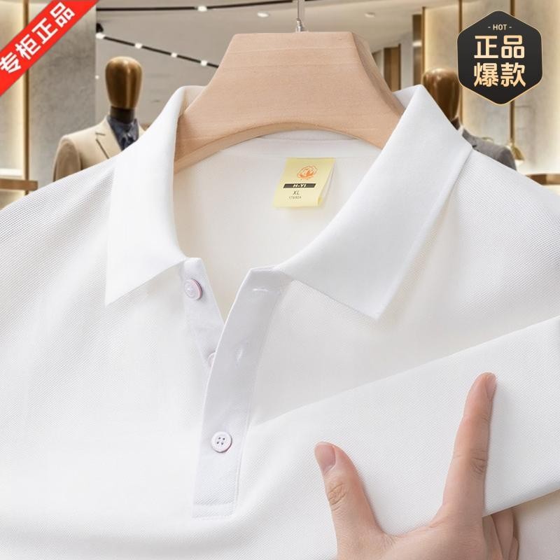 夏季100%纯棉短袖T恤男翻领POLO衫纯色休闲百搭上衣薄款透气半袖
