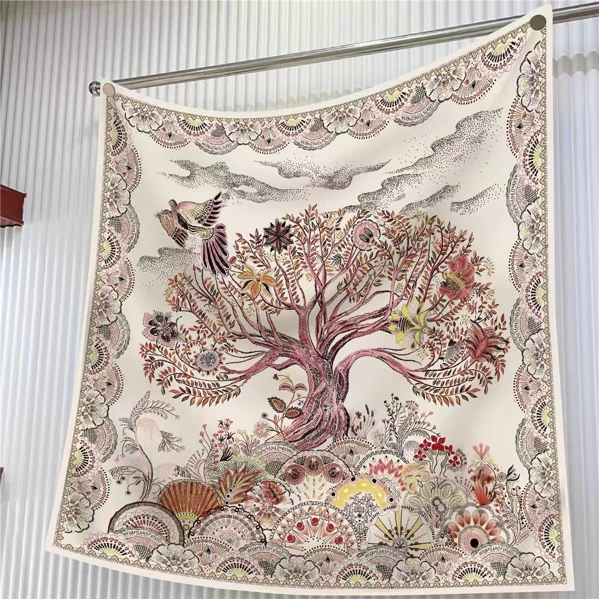 [繁花树语]国风时尚气质百搭披肩丝毛方巾130*130（356-A2）