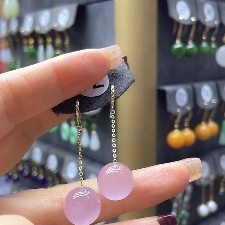 水晶耳饰18K金镶嵌耳饰