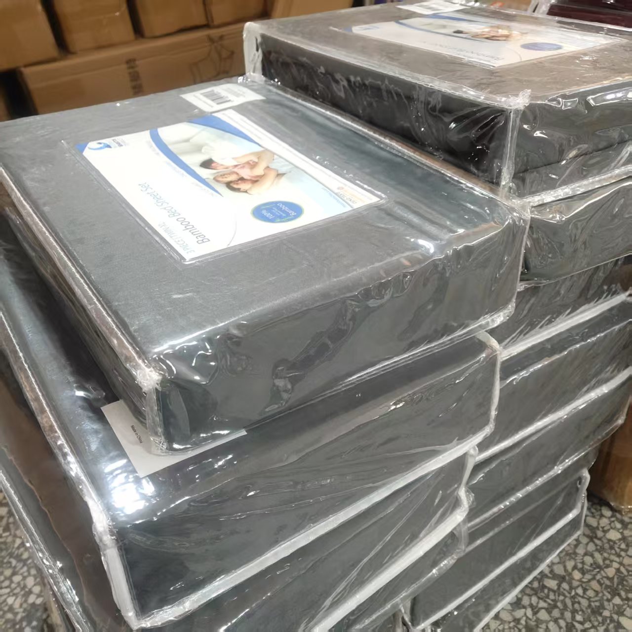 深灰色TWIN 100%竹纤维三件套 床笠90×190+床单160×220+枕套