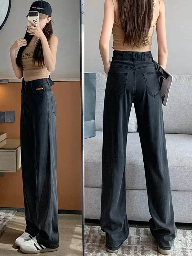 （瑕疵慎重下单）夏款超薄弹力高腰软牛仔窄版直筒牛仔裤