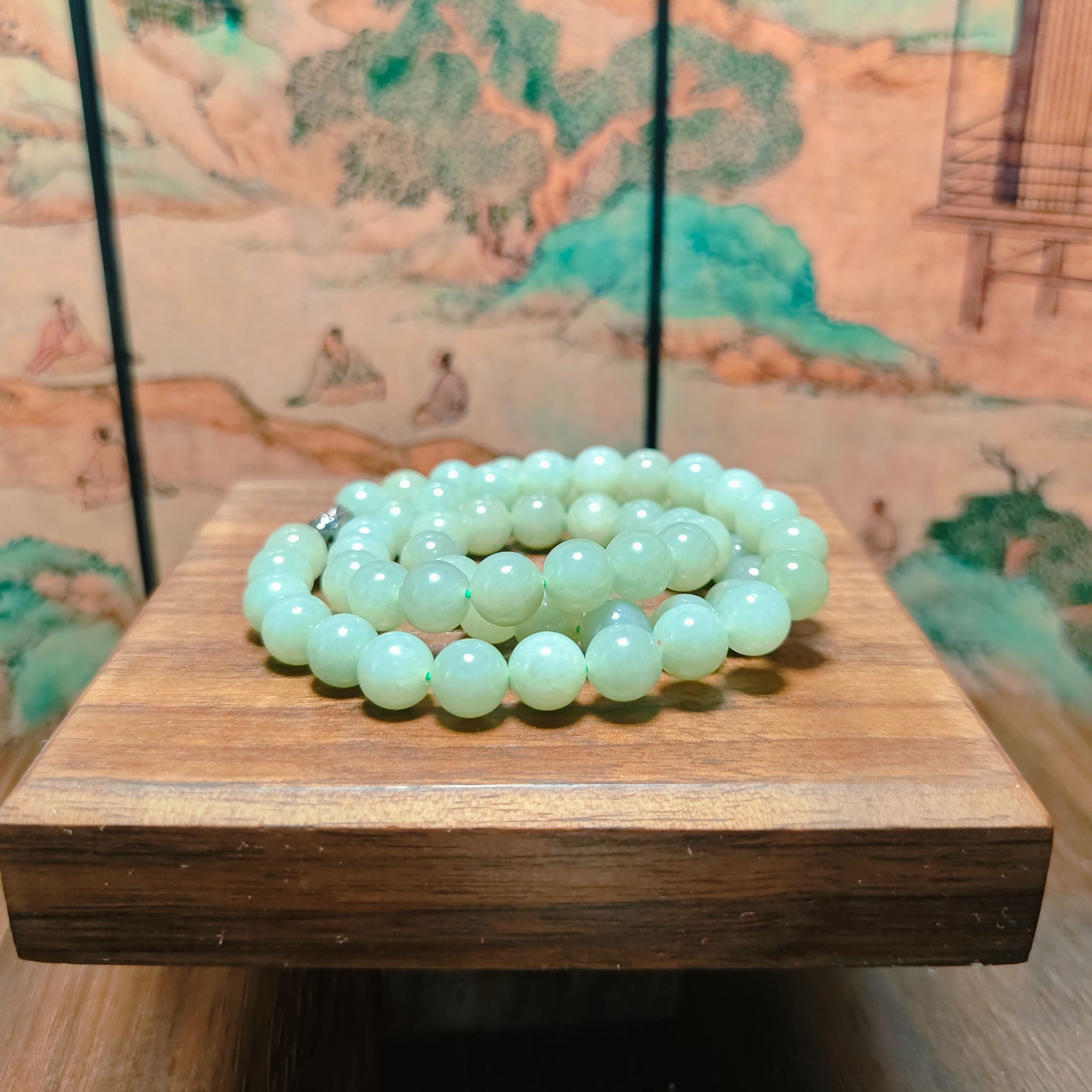 D和田玉圆珠项链0671