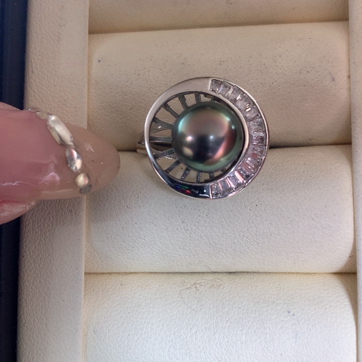 银S925镶嵌戒指海水珍珠