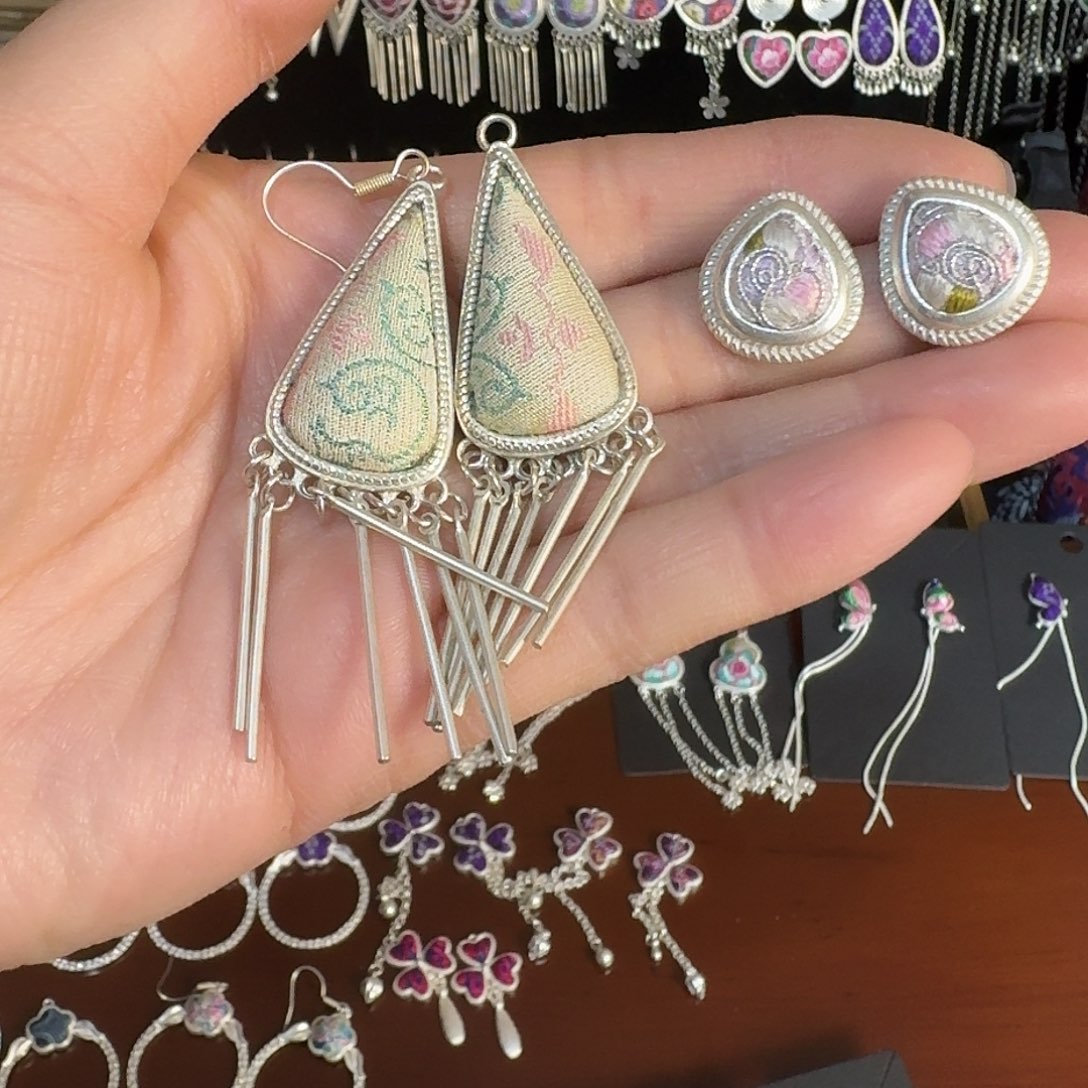 刺绣民族风刺绣老刺绣耳环