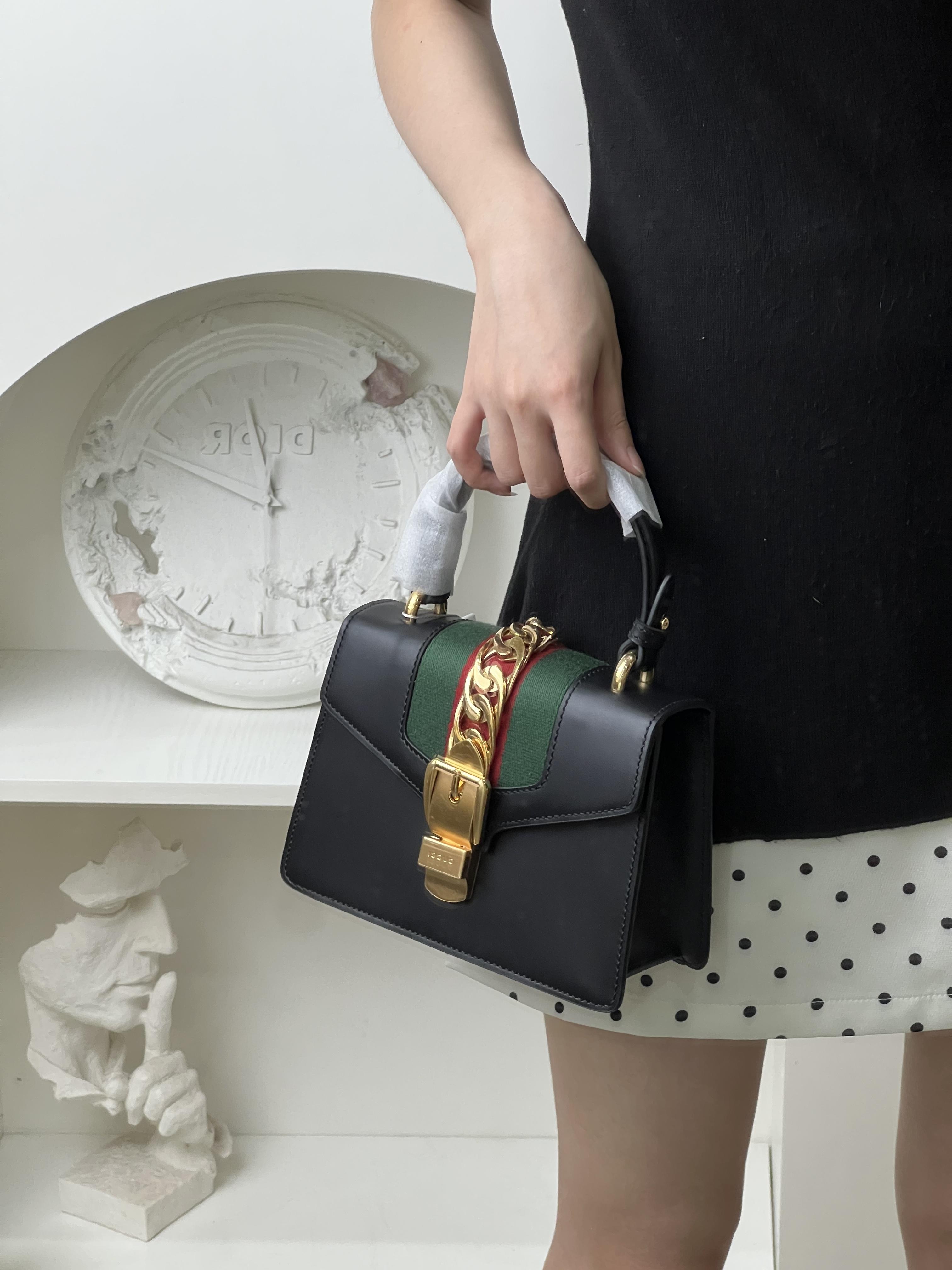 99新 GUCCI/古驰 gucci 塞尔维亚手提小号黑色/99新/优选