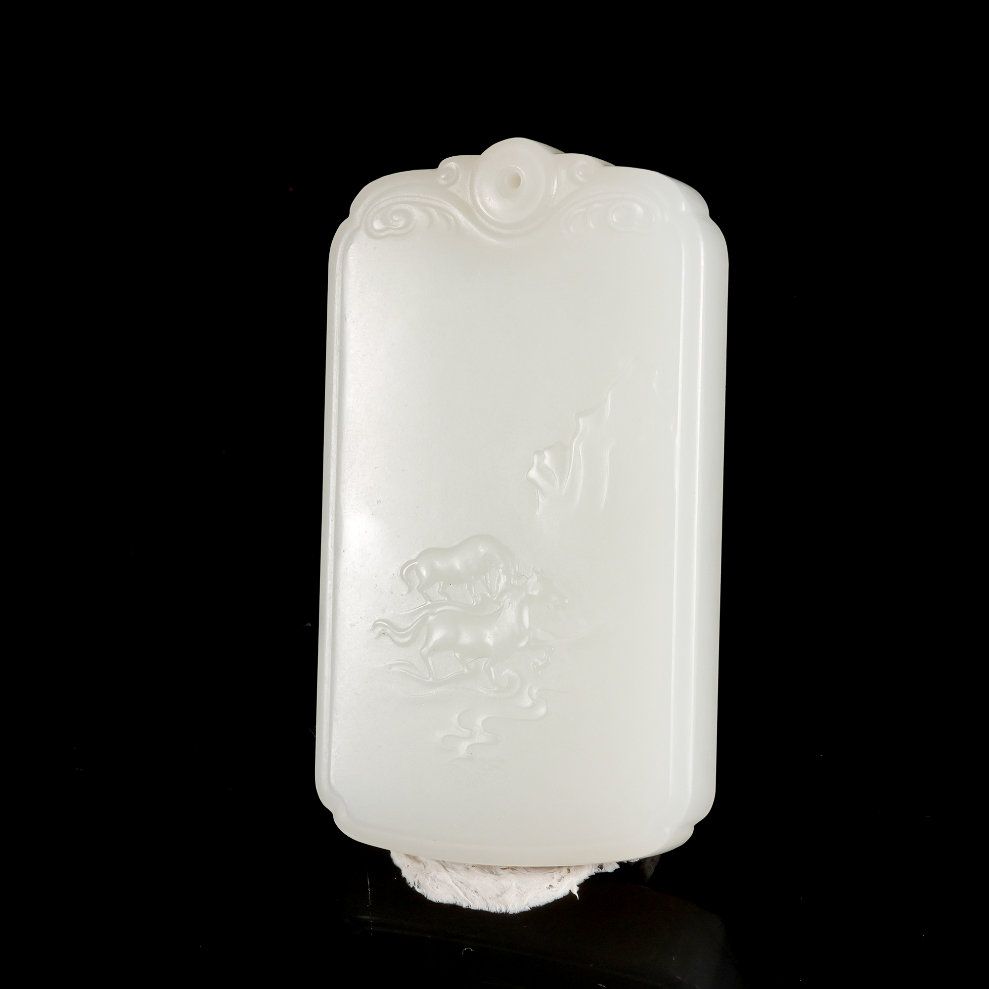 LOT.038羊脂白玉马到成功牌/X3602